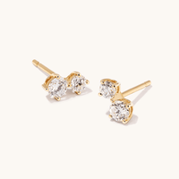 Duo Stud Earrings with 0.50tw of Laboratory-Grown Diamonds in 9kt Yellow Gold Earrings Bevilles 