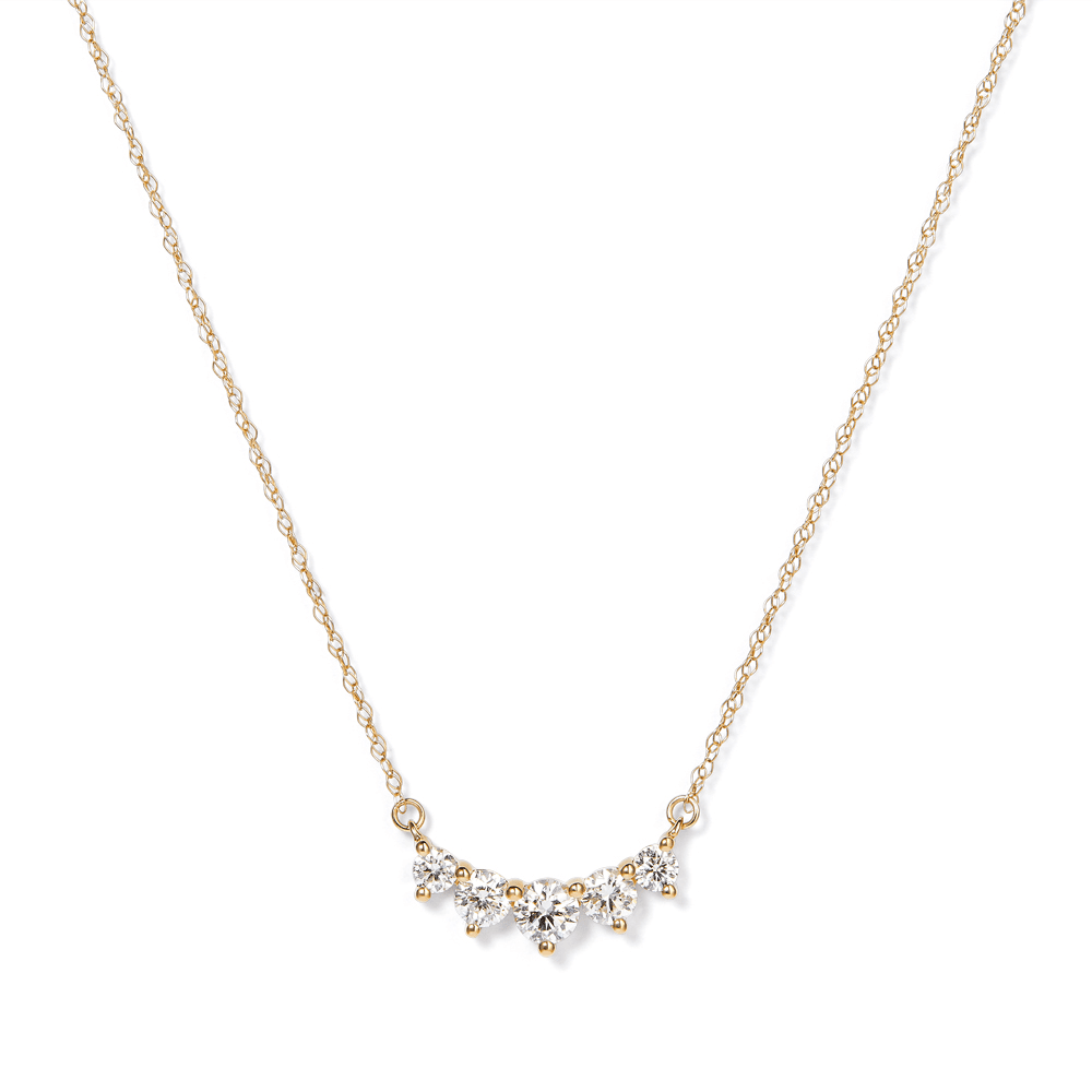 45cm Graduated Necklace with 0.50tw of Laboratory-Grown Diamonds in 9kt Yellow Gold Pendants Bevilles 