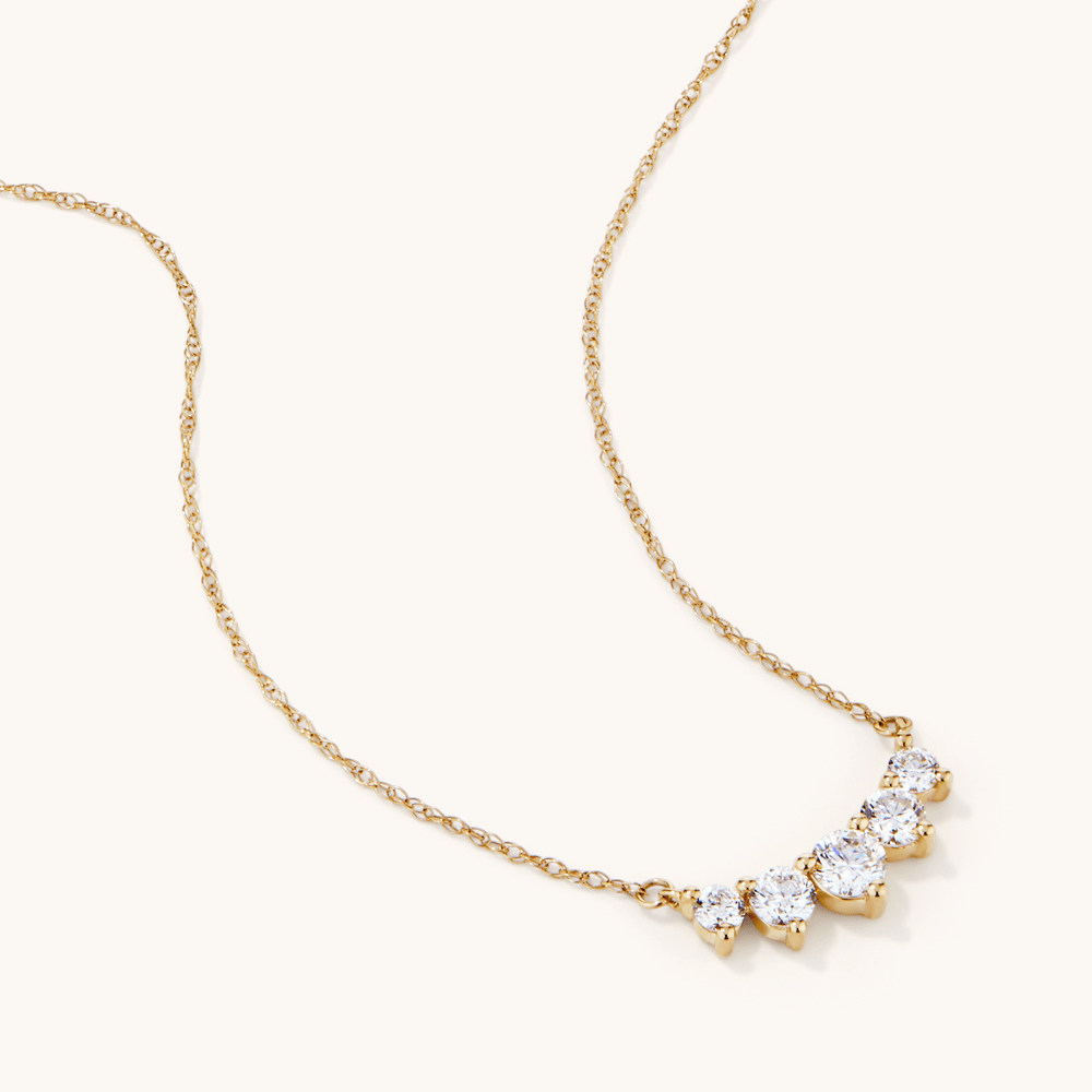 45cm Graduated Necklace with 0.50tw of Laboratory-Grown Diamonds in 9kt Yellow Gold Necklaces Bevilles 