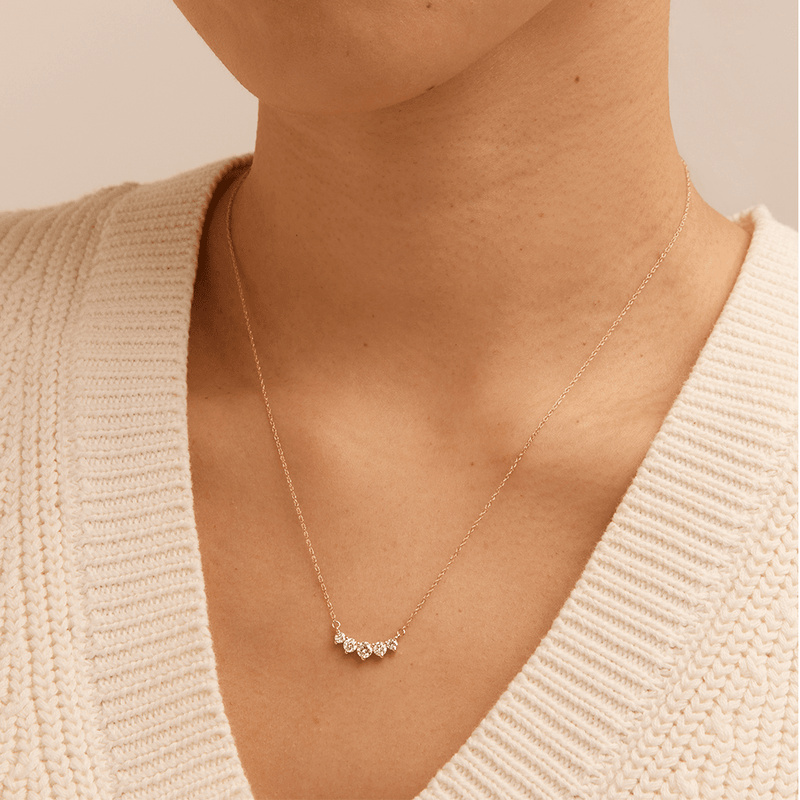 45cm Graduated Necklace with 0.50tw of Laboratory-Grown Diamonds in 9kt Yellow Gold Pendants Bevilles 
