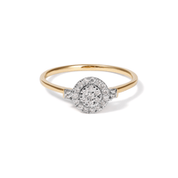 Multi Round Halo Ring with 0.12tw of Diamonds in 9kt Yellow Gold Rings Bevilles 