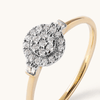 Multi Round Halo Ring with 0.12tw of Diamonds in 9kt Yellow Gold Rings Bevilles 