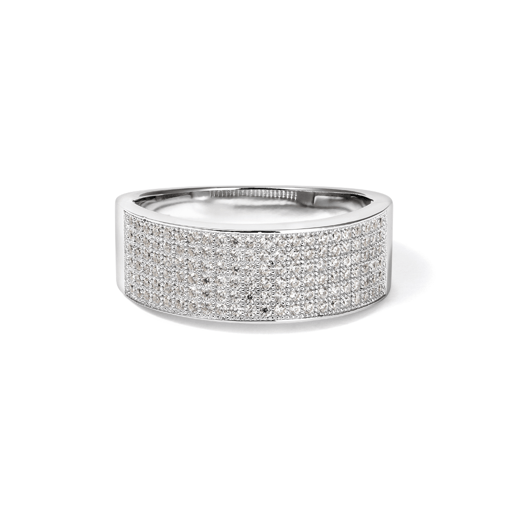 Cubic Zirconia Pave Cigar Band in Sterling Silver Rings Bevilles 