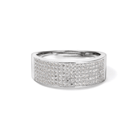 Cubic Zirconia Pave Cigar Band in Sterling Silver Rings Bevilles 