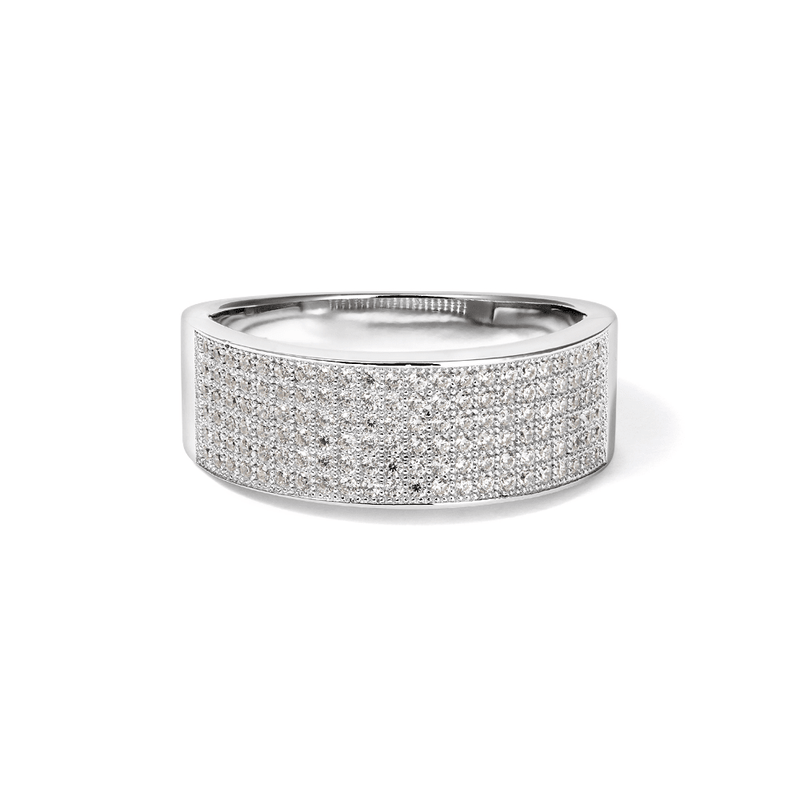Cubic Zirconia Pave Cigar Band in Sterling Silver Rings Bevilles 