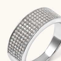 Cubic Zirconia Pave Cigar Band in Sterling Silver Rings Bevilles 