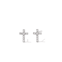 Cubic Zirconia Cross Stud Earrings in Sterling Silver Earrings Bevilles 