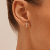 Cubic Zirconia Cross Stud Earrings in Sterling Silver Earrings Bevilles 