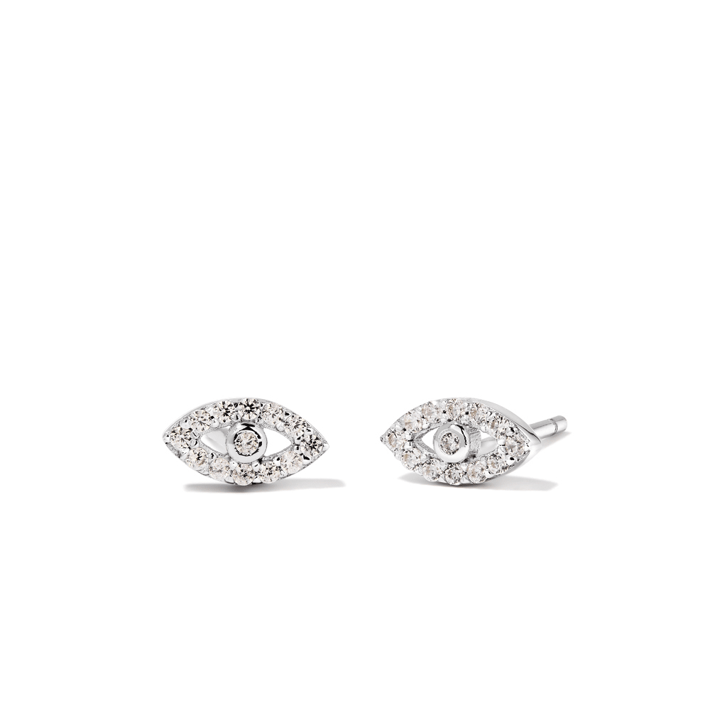 Cubic Zirconia Evil Eye Stud Earrings in Sterling Silver Earrings Bevilles 