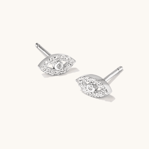 Cubic Zirconia Evil Eye Stud Earrings in Sterling Silver Earrings Bevilles 