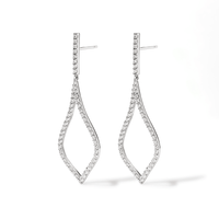 Cubic Zirconia Pave Flame Drop Stud Earrings in Sterling Silver Earrings Bevilles 