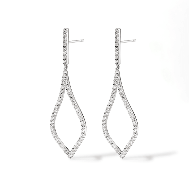 Cubic Zirconia Pave Flame Drop Stud Earrings in Sterling Silver Earrings Bevilles 