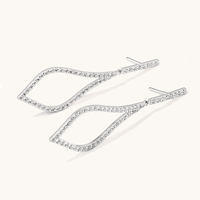Cubic Zirconia Pave Flame Drop Stud Earrings in Sterling Silver Earrings Bevilles 
