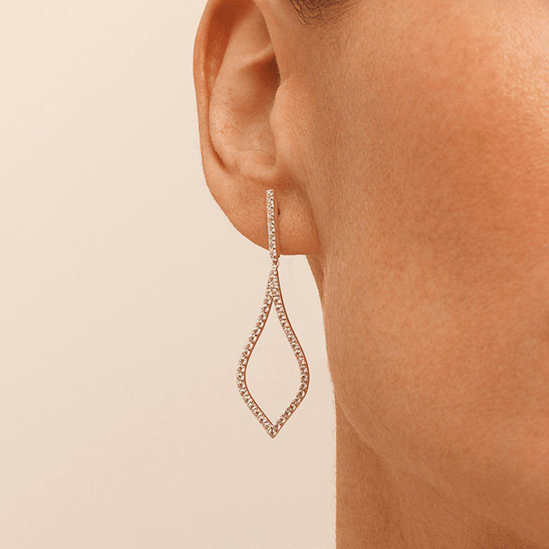 Cubic Zirconia Pave Flame Drop Stud Earrings in Sterling Silver Earrings Bevilles 