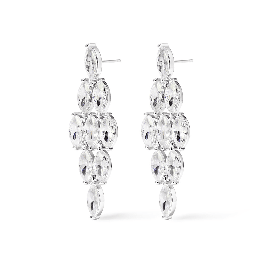 Cubic Zirconia Marquise Waterfall Stud Earrings in Sterling Silver Earrings Bevilles 