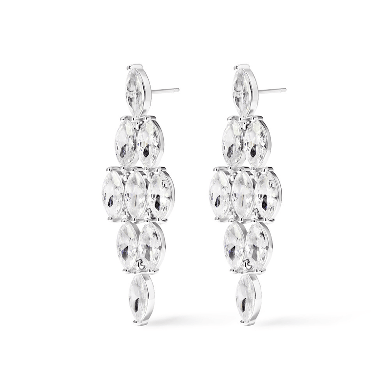 Cubic Zirconia Marquise Waterfall Stud Earrings in Sterling Silver Earrings Bevilles 