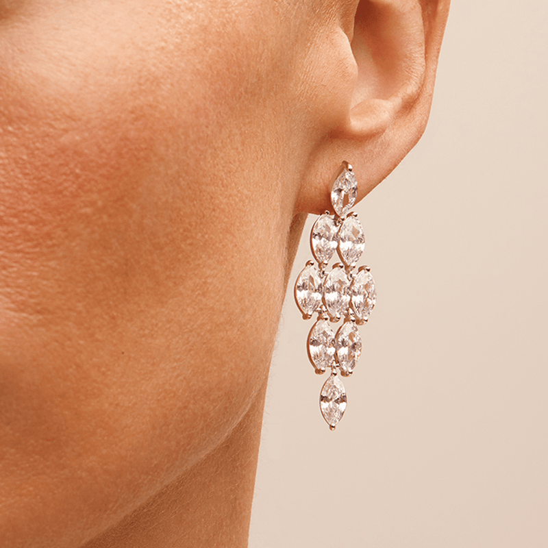 Cubic Zirconia Marquise Waterfall Stud Earrings in Sterling Silver Earrings Bevilles 