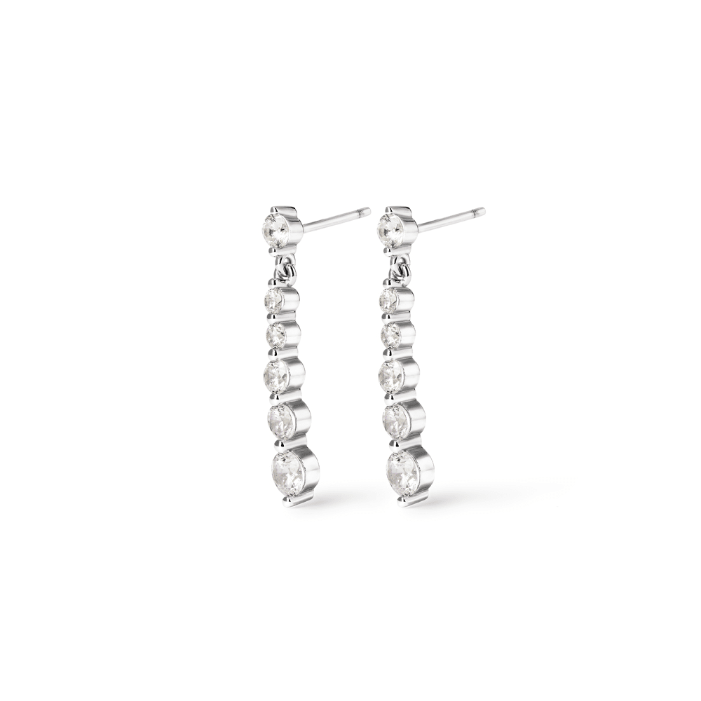 Cubic Zirconia Graduated Drop Stud Earrings in Sterling Silver Earrings Bevilles 