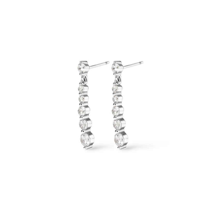 Cubic Zirconia Graduated Drop Stud Earrings in Sterling Silver Earrings Bevilles 