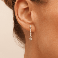 Cubic Zirconia Graduated Drop Stud Earrings in Sterling Silver Earrings Bevilles 