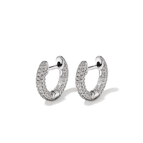 Cubic Zirconia Pave Huggie Earrings in Sterling Silver Earrings Bevilles 