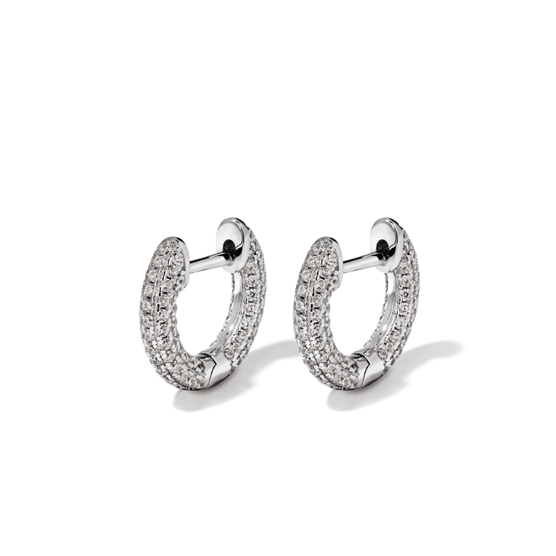 Cubic Zirconia Pave Huggie Earrings in Sterling Silver Earrings Bevilles 