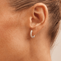 Cubic Zirconia Pave Huggie Earrings in Sterling Silver Earrings Bevilles 