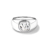 Cubic Zirconia Cushion Domed Signet Ring in Sterling Silver Rings Bevilles 