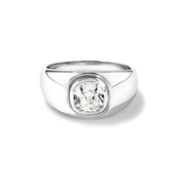 Cubic Zirconia Cushion Domed Signet Ring in Sterling Silver Rings Bevilles 
