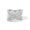Cubic Zirconia Crossover Ring in Sterling Silver Rings Bevilles 