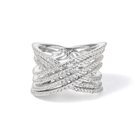 Cubic Zirconia Crossover Ring in Sterling Silver Rings Bevilles 