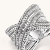 Cubic Zirconia Crossover Ring in Sterling Silver Rings Bevilles 