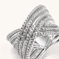 Cubic Zirconia Crossover Ring in Sterling Silver Rings Bevilles 