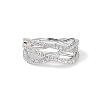 Cubic Zirconia Crossover Ring in Sterling Silver Rings Bevilles 
