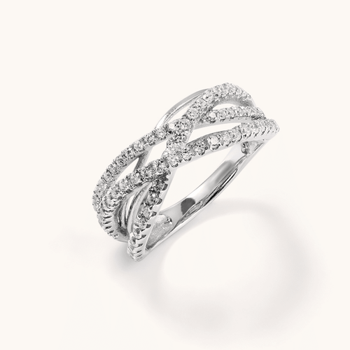 Cubic Zirconia Crossover Ring in Sterling Silver Rings Bevilles 