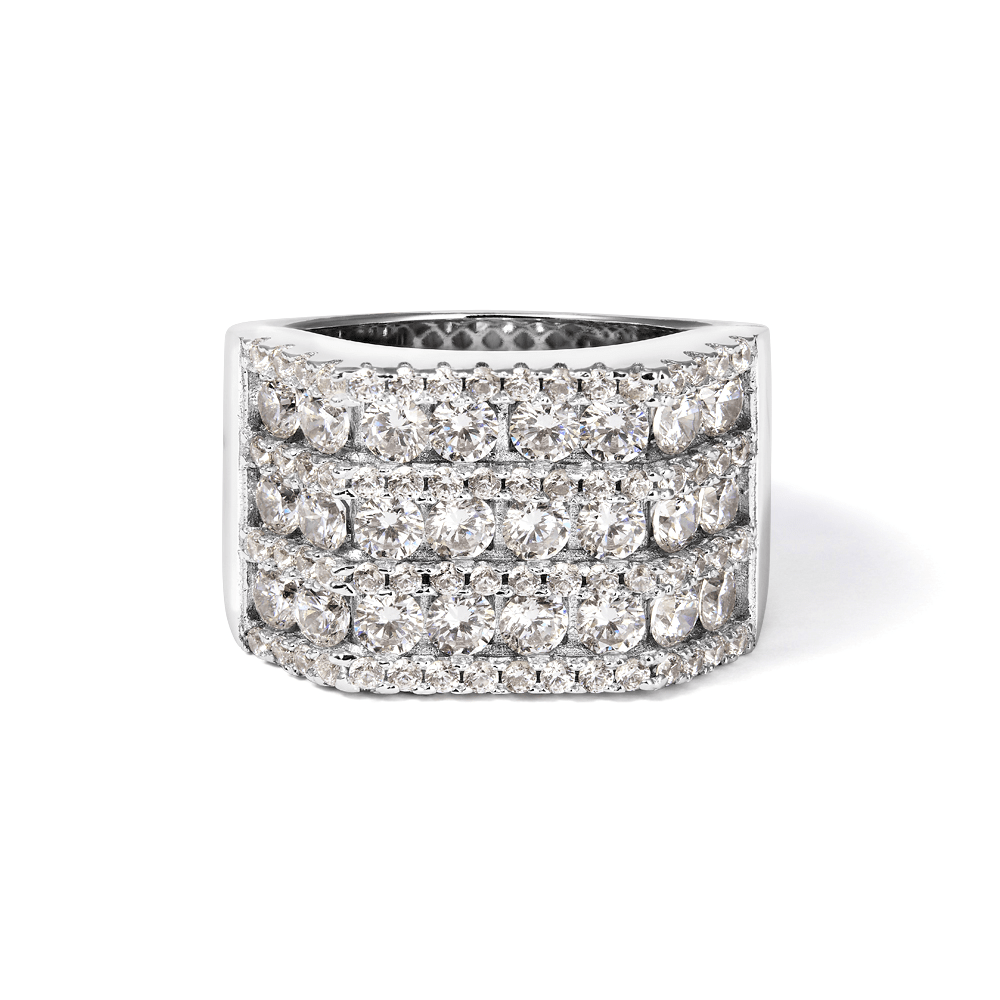 Cubic Zirconia Pave Square Signet Ring in Sterling Silver Rings Bevilles 