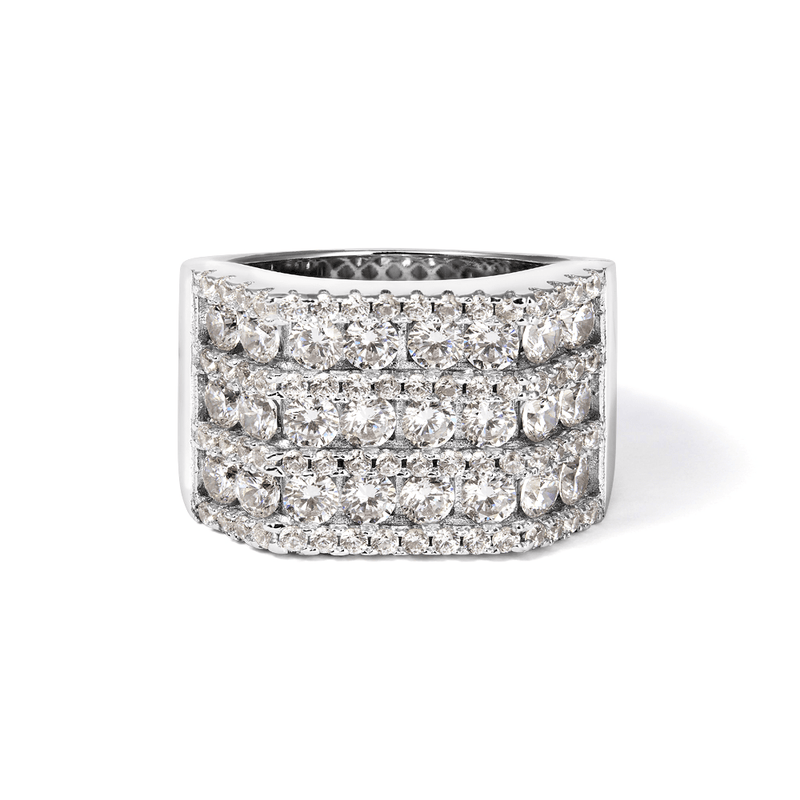 Cubic Zirconia Pave Square Signet Ring in Sterling Silver Rings Bevilles 