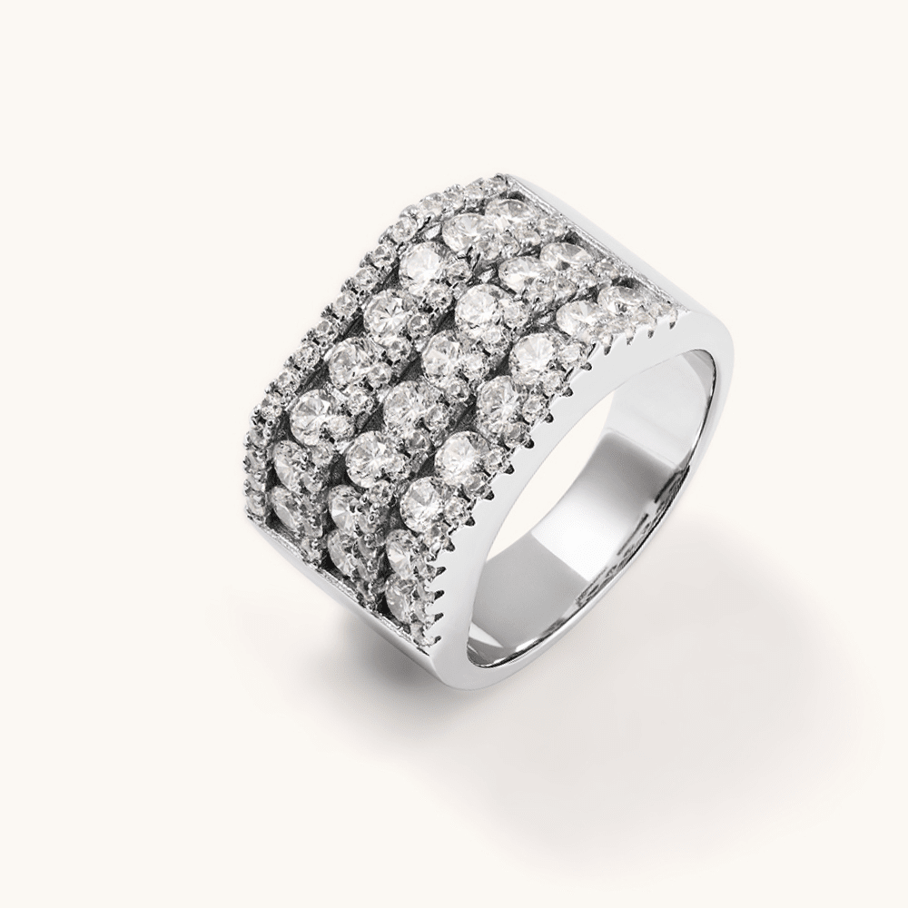 Cubic Zirconia Pave Square Signet Ring in Sterling Silver Rings Bevilles 