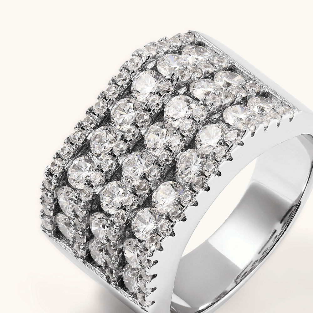 Cubic Zirconia Pave Square Signet Ring in Sterling Silver Rings Bevilles 