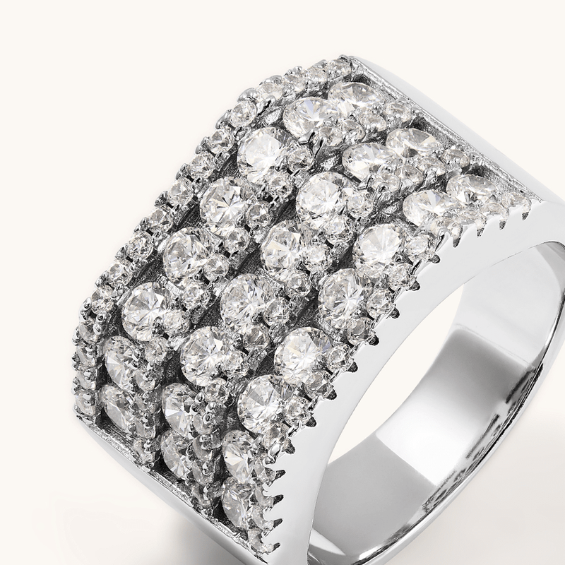 Cubic Zirconia Pave Square Signet Ring in Sterling Silver Rings Bevilles 