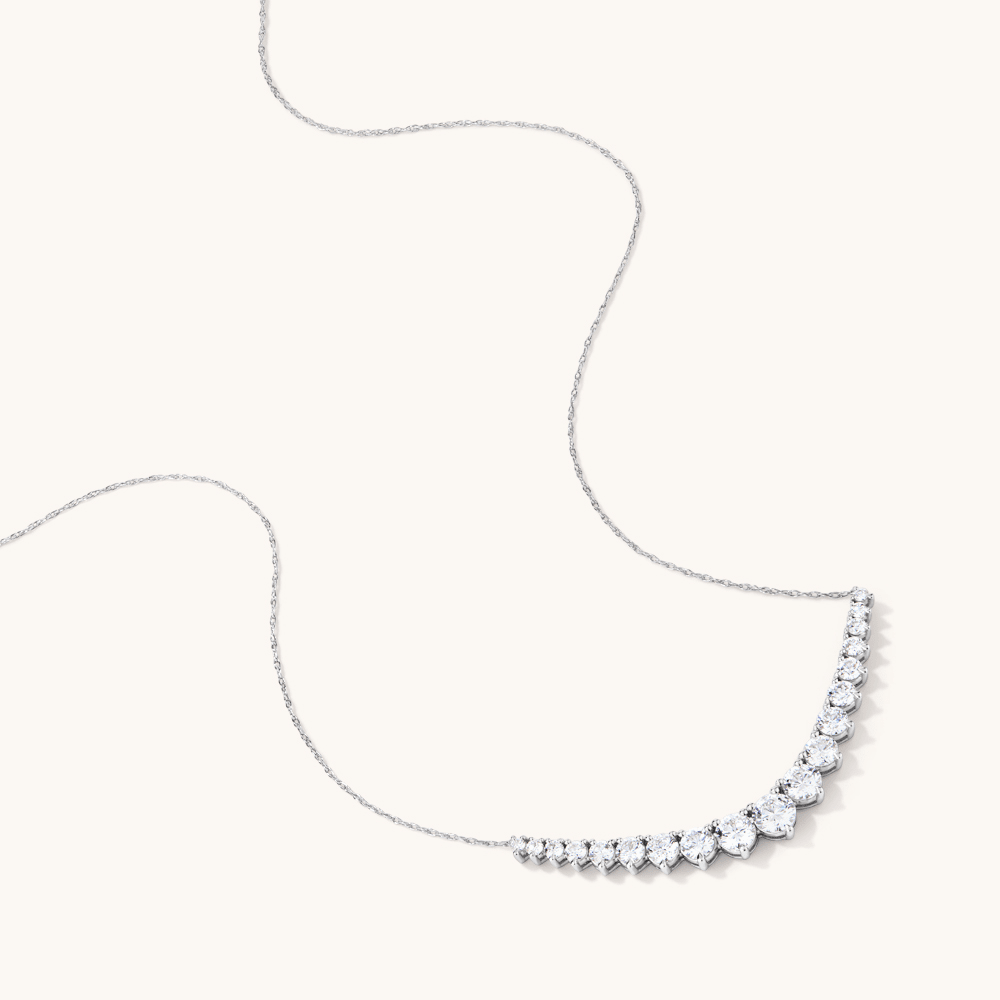 45cm Graduated Necklace with 2.00tw of Laboratory-Grown Diamonds in Sterling Silver with Rhodium Plating Necklaces Bevilles 
