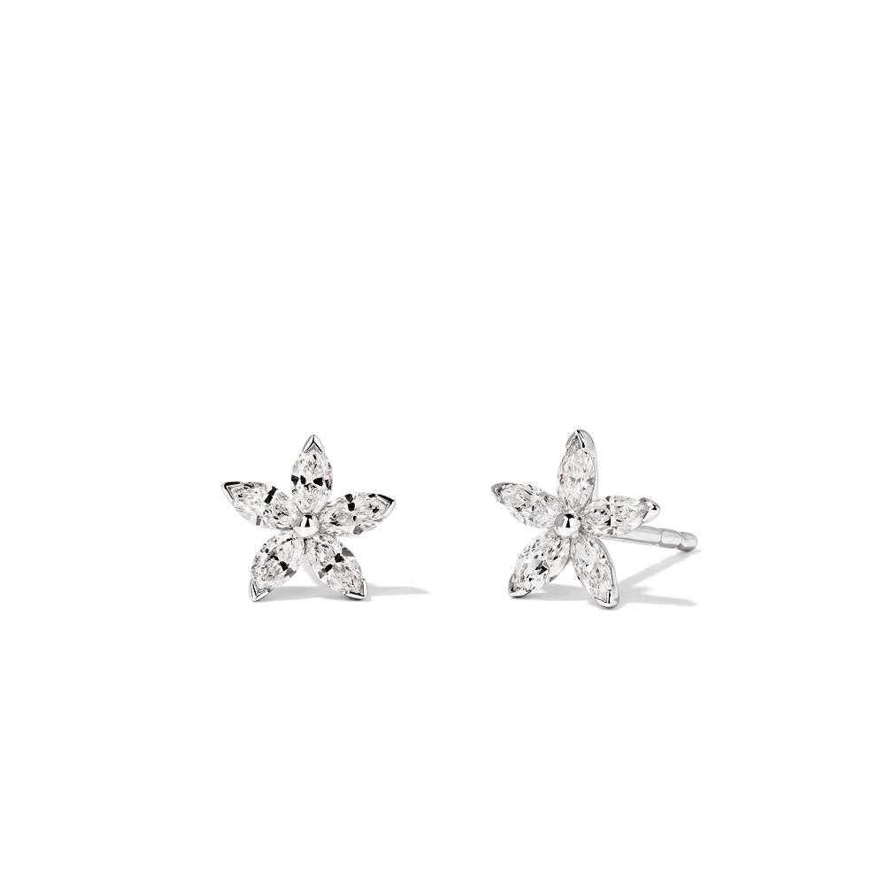 Marquise Stud Earrings with 0.30tw of Laboratory-Grown Diamonds in Sterling Silver and Platinum Earrings Bevilles 