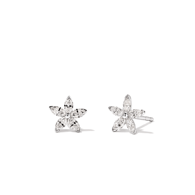 Marquise Stud Earrings with 0.30tw of Laboratory-Grown Diamonds in Sterling Silver and Platinum Earrings Bevilles 