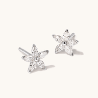 Marquise Stud Earrings with 0.30tw of Laboratory-Grown Diamonds in Sterling Silver and Platinum Earrings Bevilles 