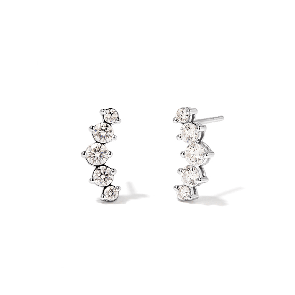 Graduated Stud Earrings with 1.00tw of Laboratory-Grown Diamonds in Sterling Silver and Platinum Earrings Bevilles 