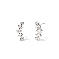 Graduated Stud Earrings with 1.00tw of Laboratory-Grown Diamonds in Sterling Silver and Platinum Earrings Bevilles 
