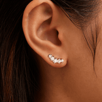 Graduated Stud Earrings with 1.00tw of Laboratory-Grown Diamonds in Sterling Silver and Platinum Earrings Bevilles 