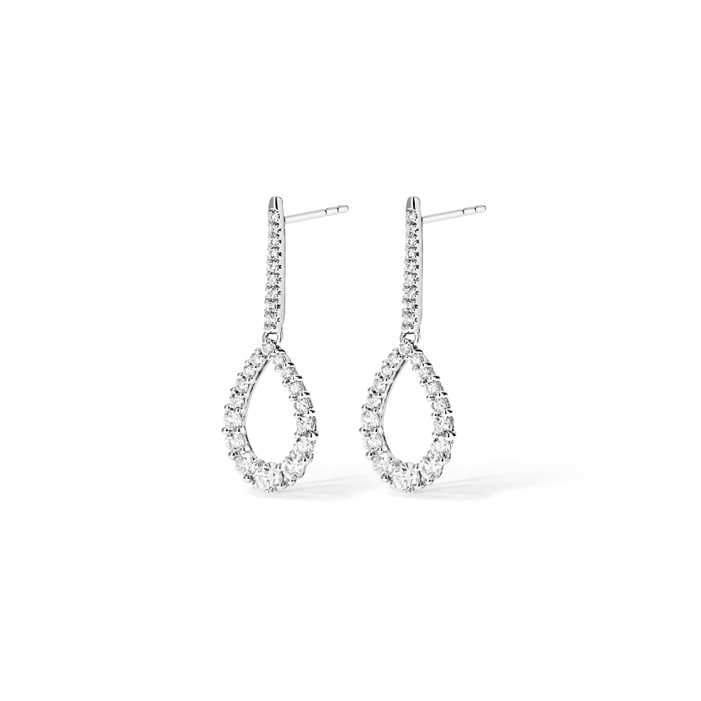 Fancy Teardrop Drop Stud Earrings with 1.25tw of Laboratory-Grown Diamonds in Sterling Silver and Platinum Earrings Bevilles 