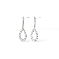 Fancy Teardrop Drop Stud Earrings with 1.25tw of Laboratory-Grown Diamonds in Sterling Silver and Platinum Earrings Bevilles 