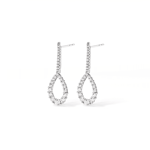 Fancy Teardrop Drop Stud Earrings with 1.25tw of Laboratory-Grown Diamonds in Sterling Silver and Platinum Earrings Bevilles 